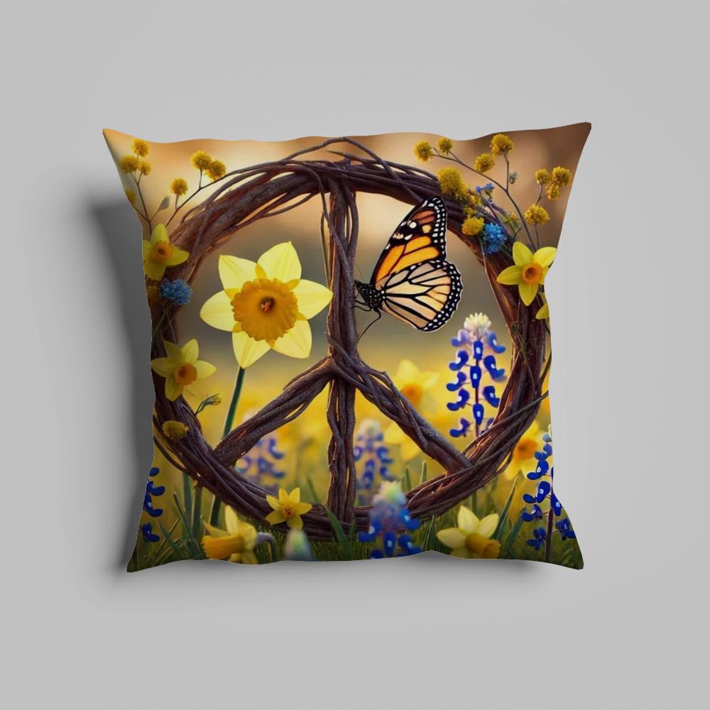 Pillow Case luxurious home office, sofa decorative Multi sized car seat cushions, pillowcases Peace sign flower sunshine