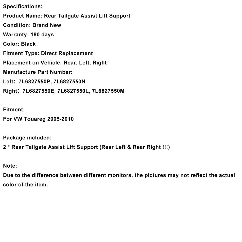 Rear Tailgate Assist Lift Support Shock Strut 7L6827550N Fit VW Touareg 7L SUV