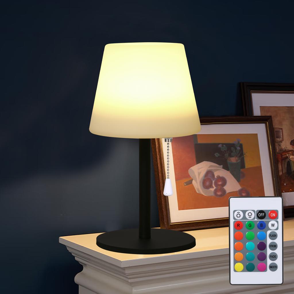 Neoglint RGB Table Lamp Colorful Desk Light with Remote Controller Pull Chain   Bedside Lamp Reading Lamp USB Rechargeable for Living Room Bedroo