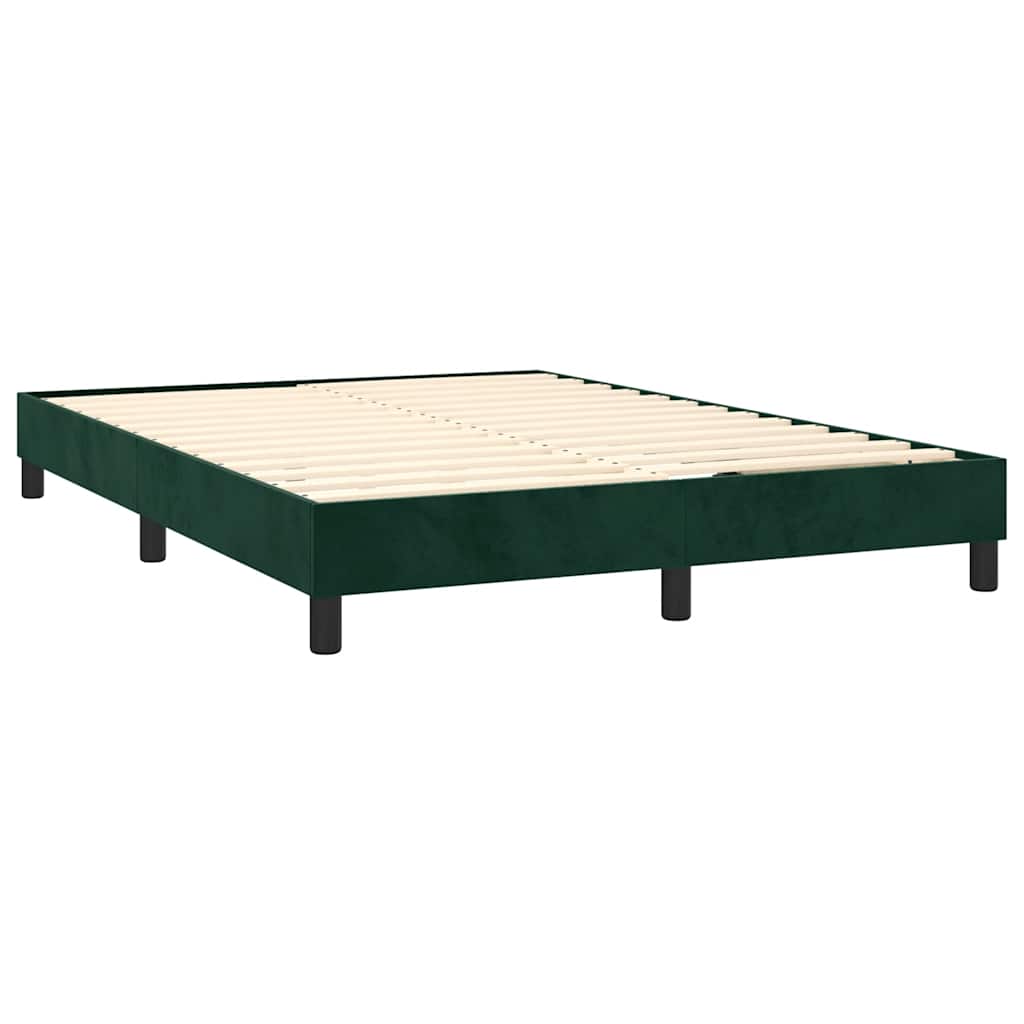 Box Spring Bed Frame Dark Green 140 x 200 cm Velvet