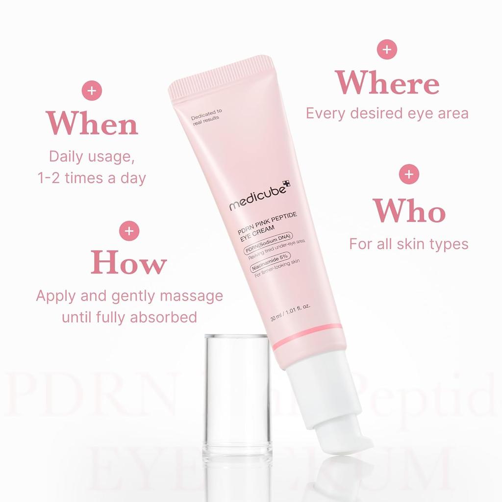Medicube Salmon DNA PDRN Pink Peptide Eye Serum with Niacinamide and 99% Pure Retinol - Against Fine Lines