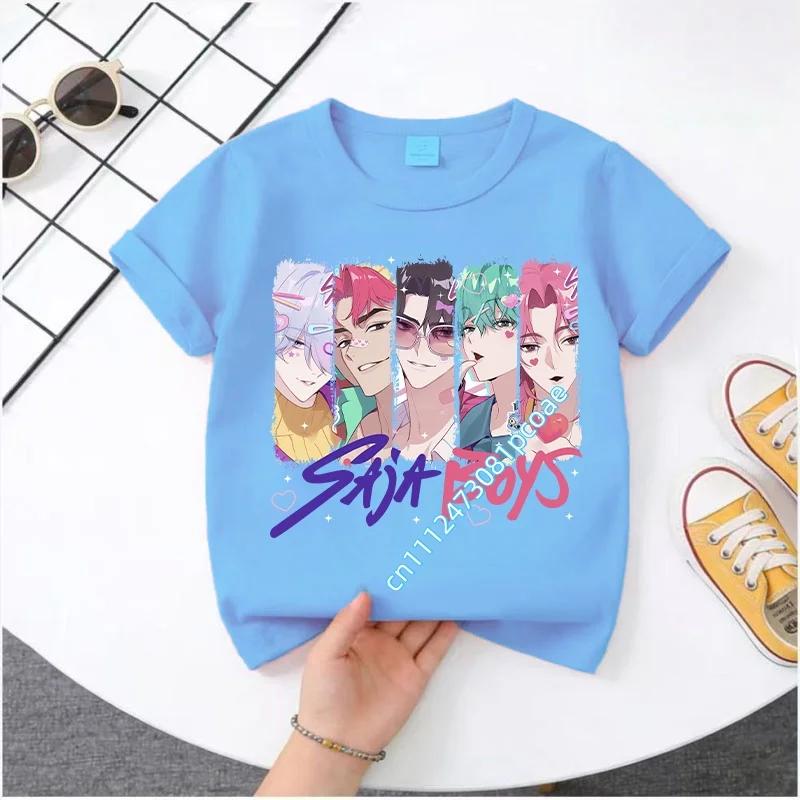 2026 New  K-POP Saja Boys Print Short-Sleeved Spring Summer Clothing for Boys and Girls Cute Polyester T-shirt for Boys and Girls