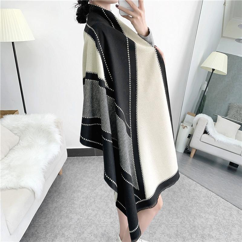 Scarf women's autumn and winter imitation cashmere long large color matching warm thickened shawl female dual-purpose student