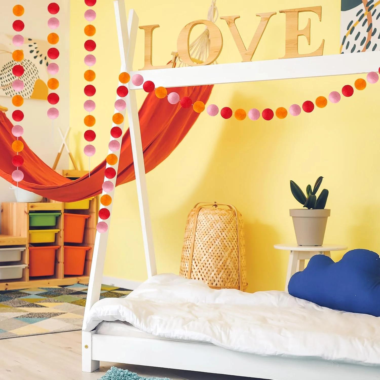 

Украшение для дня рождения Помпон Гирлянда Аранжировка Детский сад Наряд Флажки Аксессуары Ручная работапом пом One Size жёлтый