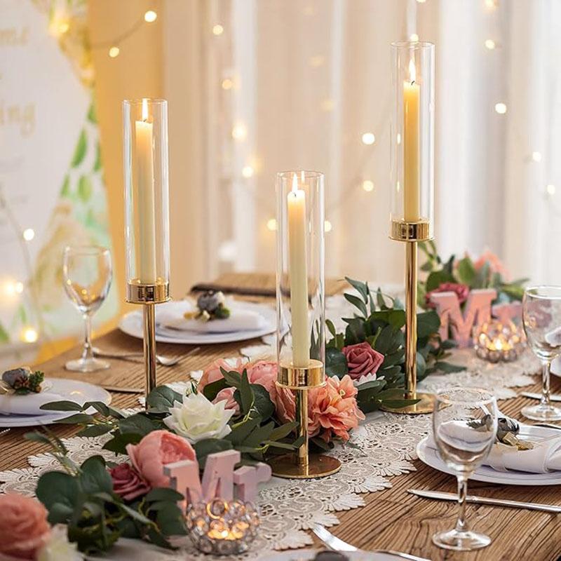 European Style Metal Candle Holders Vintage Candlestick Hotel Wedding Table Candle Stand Anniversary Christmas Table Decoration