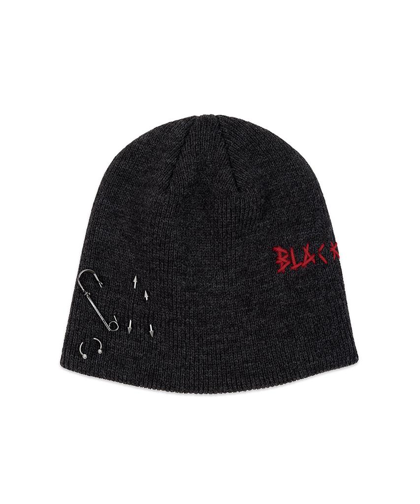 BLACKBLOND Vividi Embroidered Logo Piercing Beanie (Charcoal)