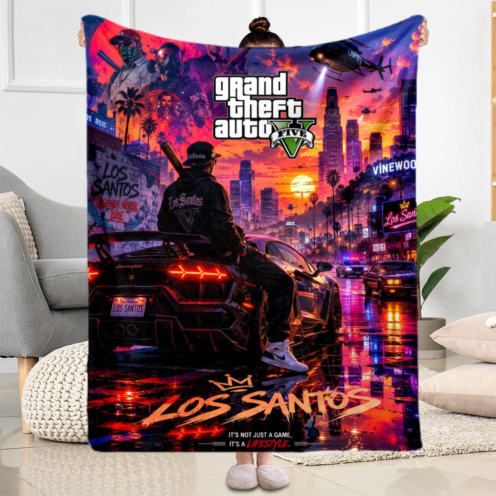 Grand Theft Auto Gta Vi Game Art Blanket Comfortable Perfect For Seaside Bed Couch For All Occasions Playful Design Ideal Gift For Birthday Valentine'