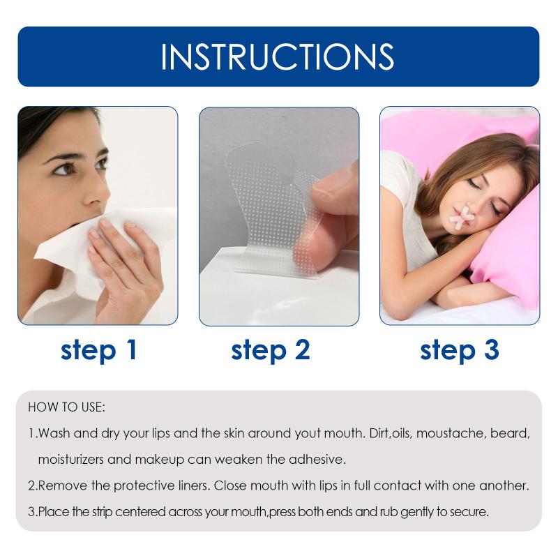 60Pcs Anti-Snoring Mouth Sticker Adult Night Sleep Lip Nose Breathing Improving Patch Mouth Correction Orthosis Tape