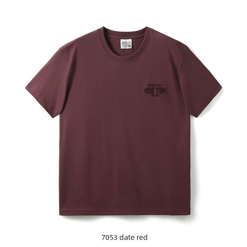 American vintage Cotton Fashion Brand Letter Embroidery Short sleeve T-shirt Men's Summer Bottoming Shirt Foreign Trade Men's Cotton T-shirt