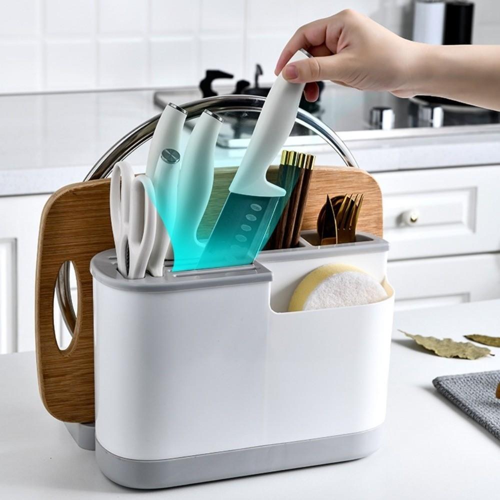 Space Saving Multi Kitchen Cutlery Holder Large Capacity Integrated Drainer Organizer  Kitchenware