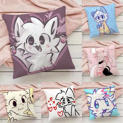 Boykisser Silly Cat Cute Pillow Case Pillowcase Anti-Dustmite Pillow Invisible Zipper Silky Short Plush Sofa Cushion Cover