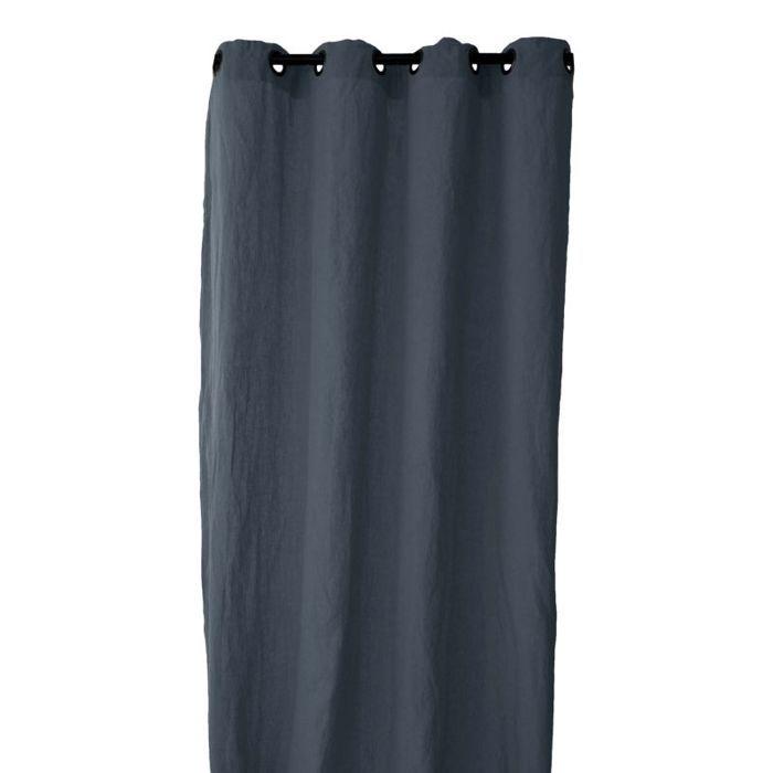 "Sonate" Eyelet Curtain 140 X 280 Cm 100% Washed Linen Vent Du Sud - Granite