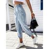 Jeans a vita alta corti affusolati casual larghi snellenti da donna 2026