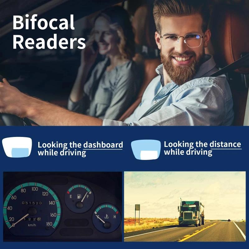 New Retro Frameless Bifocal Men's Reading Glasses Ultra Light Neutral Frameless High-definition Anti Blue Light Glasses