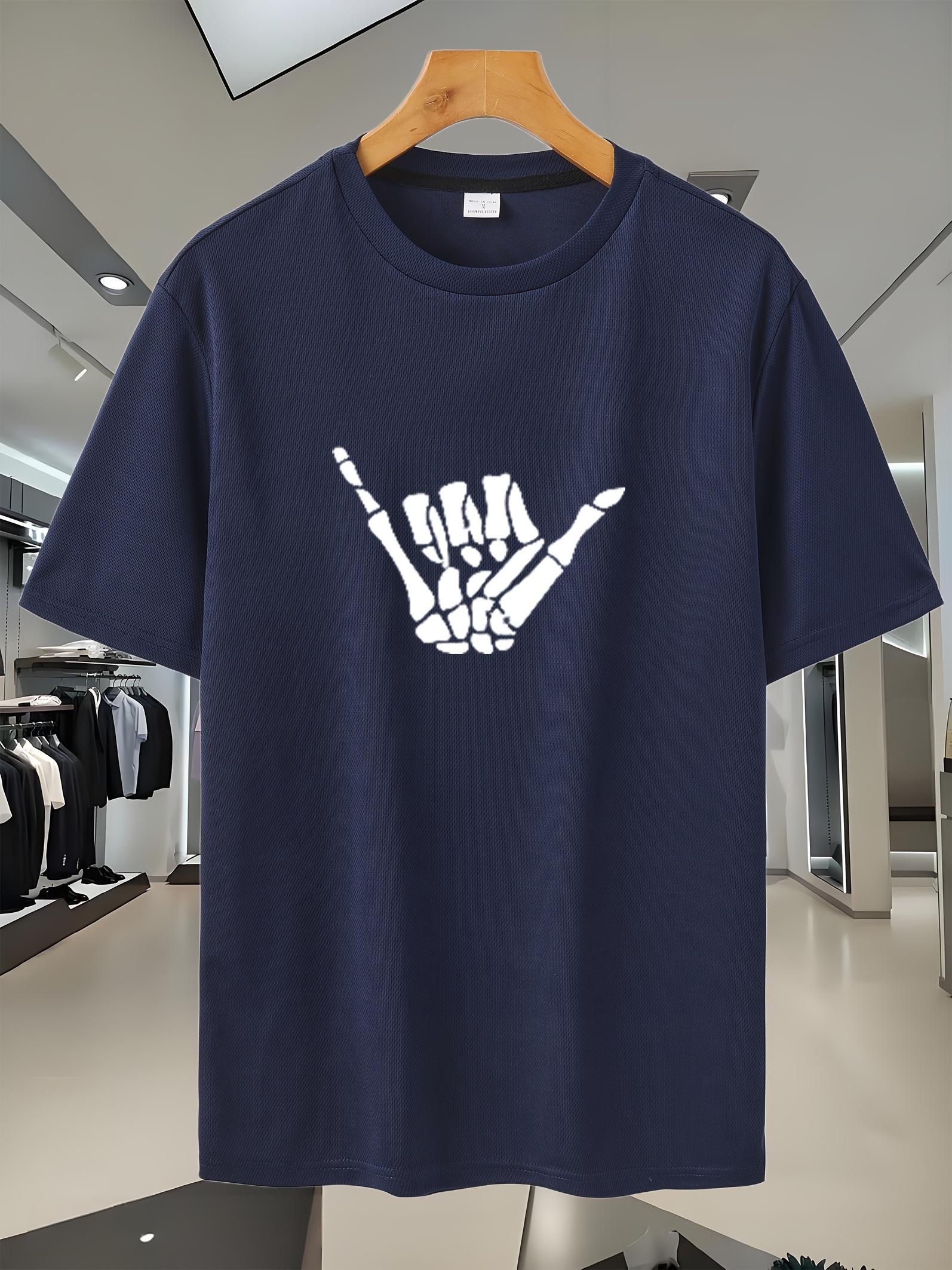 

Breathable Mesh T-shirt with Rock Hand Sign Graphic - Short Sleeve S