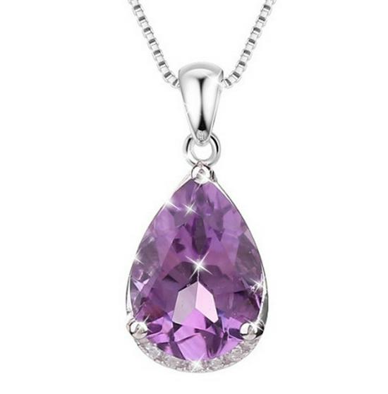 Amethyst Pendant Necklace In 925 Silver - Fashion Jewelry