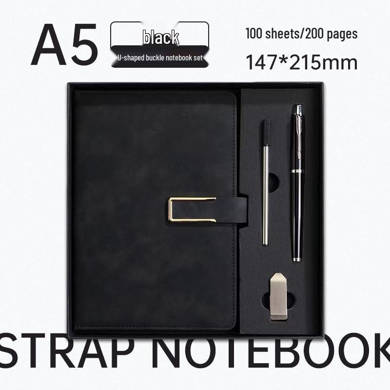 Elegant A5 U-Shaped Buckle Notebook Gift Set - Customizable for Business Meetings
