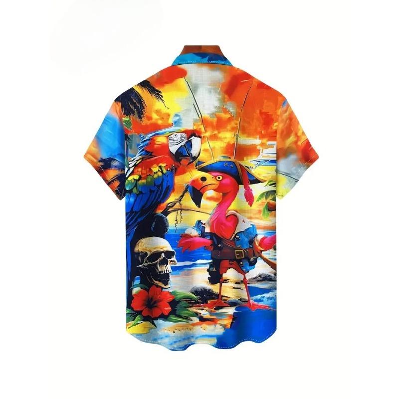 Retro Fashion Printed Pirate Pattern Men's Shirt Summer Street Beach Shirt Hip Hop Cool Shirt