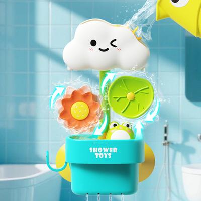 Retractable Bath Toy with Water Spray & Spinning Wheels Child Shower Play Set with Strong Suction Cup Fun Watering Toy for Toddlers