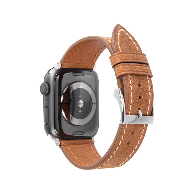 Applicable To Iwatch 1234567 Generation Watch Strap, First Layer Calfskin High-End Pin Buckle Watch Strap