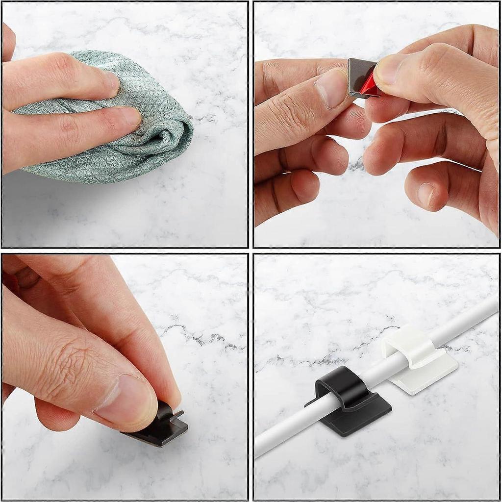 100 Pcs Cable Clips, Adhesive Cable Organizer Cord Holder Wire Clip Wire Management Self Adhesive Hooks Wire Holder for Office,Home