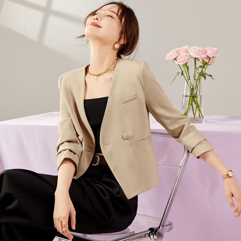 TERRE BLEUE Women's Stylish Loose Short Blazer