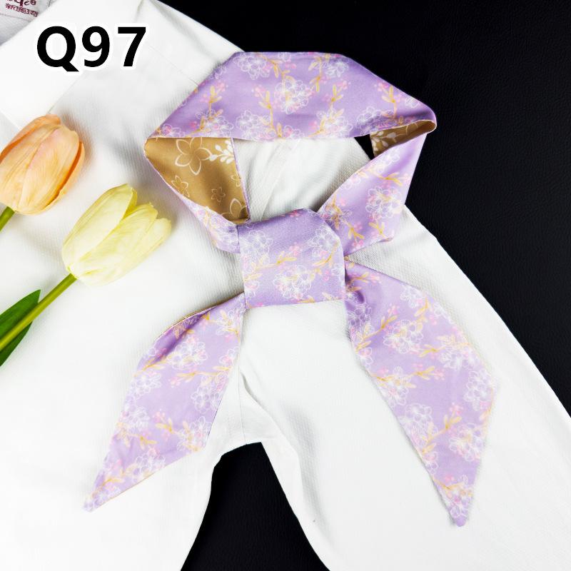 New Long Versatile Silk Scarf Tied Hair Band Bow Letter Floral Streamer Tied Bag Gift Small Silk Scarf