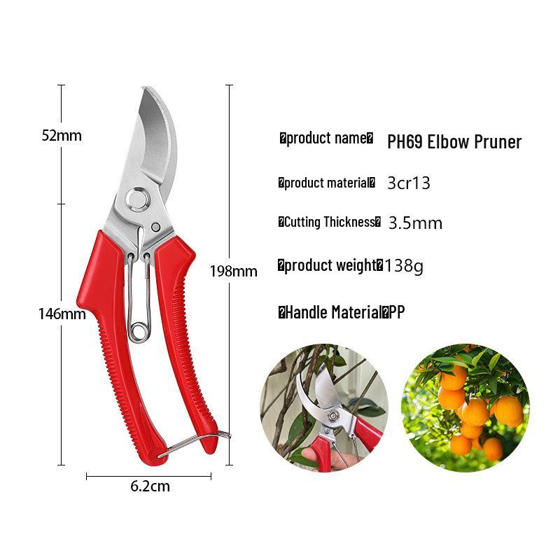 Stainless Steel Pruning Shears for Thick Branches and Fruit Trees