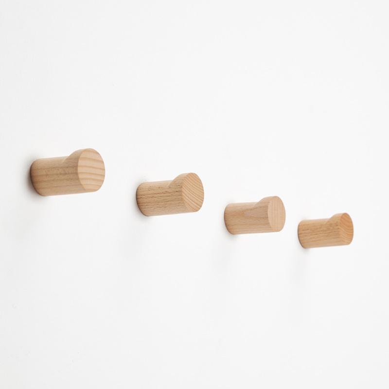 Gancio in Legno di Faggio Naturale Porta Asciugamani Ganci con Viti e Adesivi