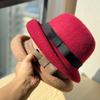 French High End Curled Woolen Mother's Hat for Women Retro Bow Fisherman Hat Autumn and Winter Rich Style Hat
