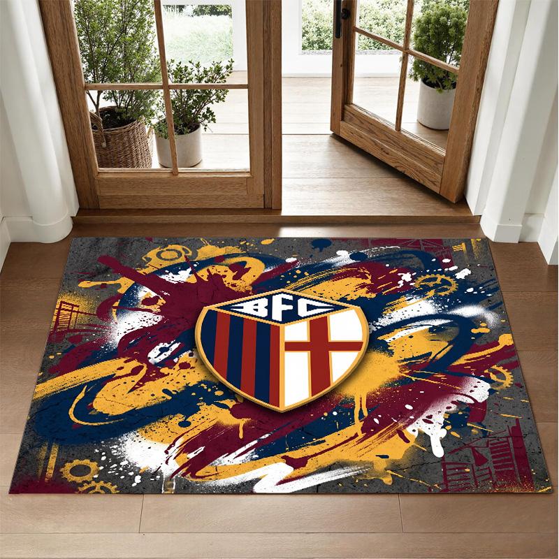 Bologna FC Design Crystal Velvet Rug Soft Decorative Mat for Bedroom Entrance