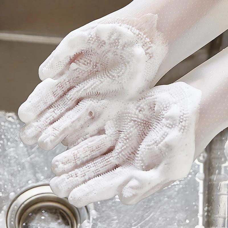 Magic Pet Hair Removal Glove Dog Cat Grooming Bathing Glove with Silicone Scrubber for Bath Massage Deshedding and Cleaning