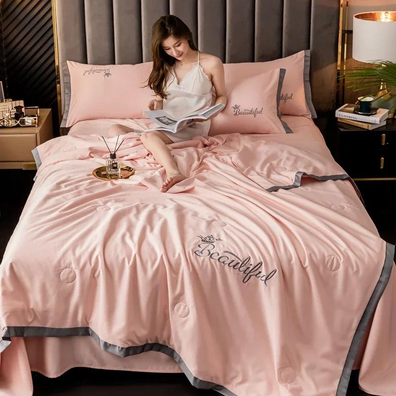 Summer Washed Silk Quilt,Cooling Air Conditioning Blanket,Cotton Thin Air-conditioning Comforter Soft Office Nap Blanket