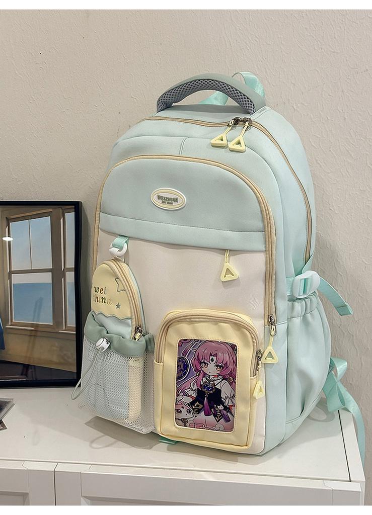 Schoolbag New High-value Japanese Ins Fresh and Sweet Contrasting Color Splicing Backpack Junior High School Students Lightweight Travel Backpack