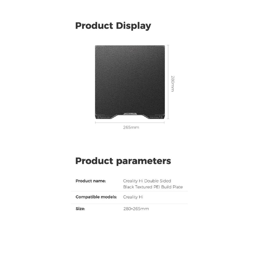 Creality Hi Epoxy Resin Build Plate High Strength Wear Resistance Flatness Hi Double Sided Black Textured PEI Printing Platform