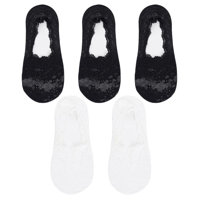 5 Pair Summer Women Socks Slippers Non-slip Breathable Lace Lace Invisible Sock Sexy Non-slip Cool Thin Socks Fashion Sock