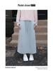 Gray A-line High Waist Women's Skirt - Spring/Autumn 2025 Tencel Hip-Hugging Mid-length with Split