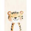 Smiling Animals Watercolor Posters Cute Tiger Giraffe Birthday Party Prints Canvas  Wall Pictures Home Kid's Room Dec