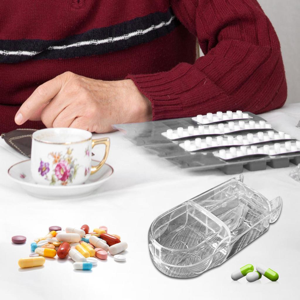 Portable Detachable Professional Pill Splitter Storage Box Reusable Medicine Containers Medicine Storage with Accurate Pill Alig