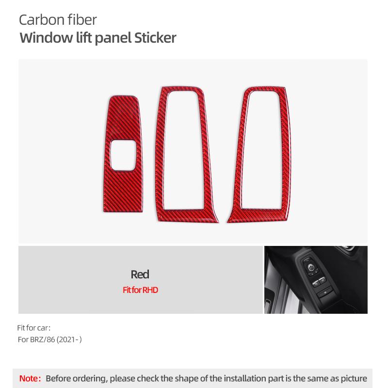 For Subaru BRZ/Toyota GR86 2025- Carbon Fiber Window Lifter Button Panel Trim Sticker Decoration Car Interior Tuning Accessories