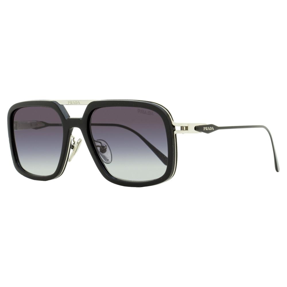 

Prada Men s Rectangular Sunglasses SPR57Z 1AB09S Black Silver 55mm 1ab09s