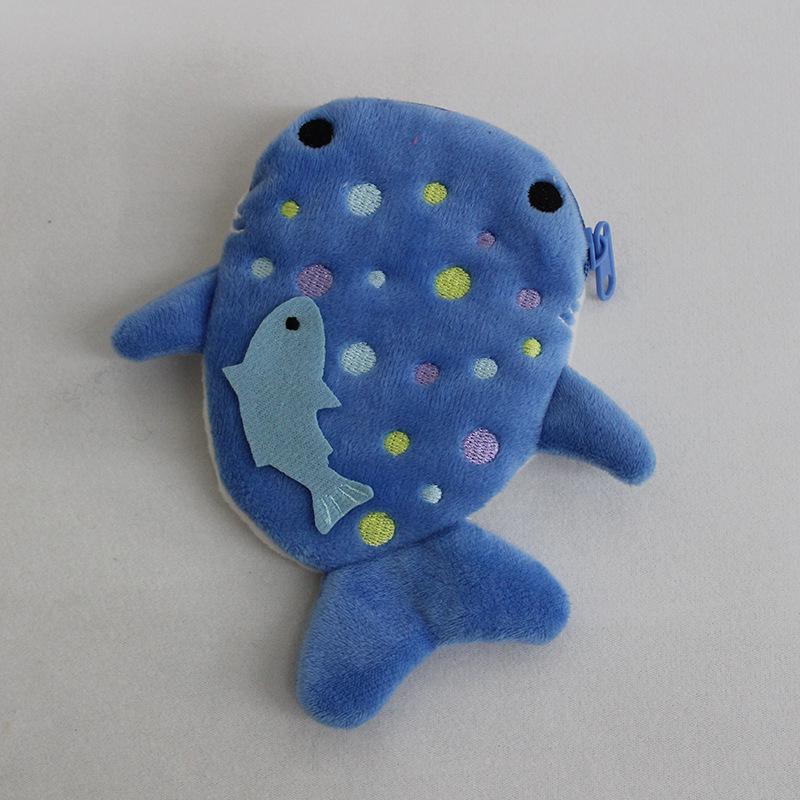 Portofel Multicolor Drăguț de Pluș în Formă de Pește pentru Monede Femei Rechin Bani Card Chei Căști Portmoneu pentru Lucruri Mici Pungă cu Fermoar Cadou pentru Copii