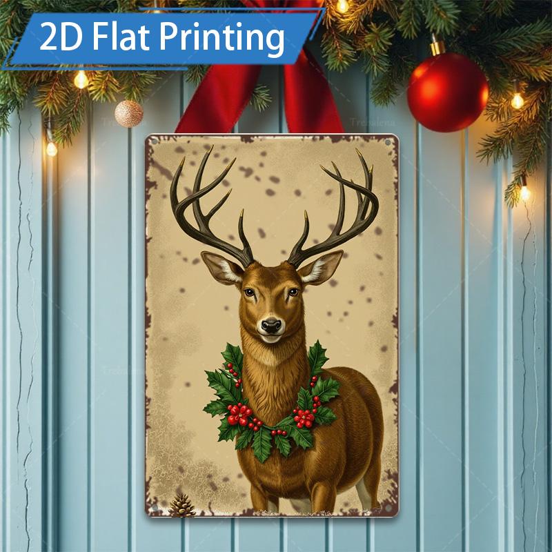 D FLAT pc Metal Sign Christmas Cupcake D Flat Print Metal Wall Art 20x30cm(7.8x11.8inch)