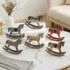 Wooden Rocking Horse Figurine Vintage Wood Carving Pony Statue Sculpture Home Office Desktop Decoration Ornament