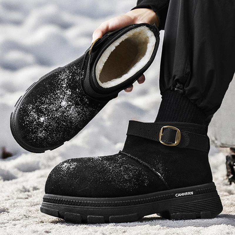 Warm Snow Boots Comfortable Men Leisure Thick Fur Platform Men's Short Boots Sneakers Winter Anti Slip Fashion Man Big Toe Boot