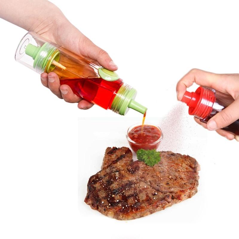 Multi-function Oil Spray Bottle Spray Pump Mist 2-headed Olive Pump Bottle Sprayer Can Vinegar Spraying Bottle Cooking BBQ Tool