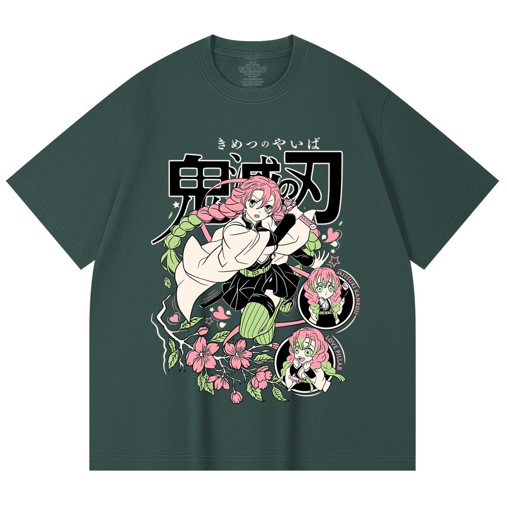 230 Gsm 100% Cotton Demon Slayer V6 Mitsuri Print Unisex Heavy Cotton T Shirt