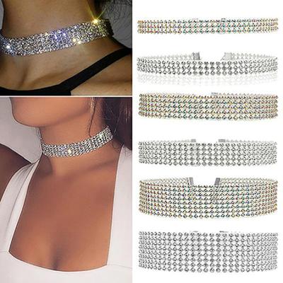 Women Punk Luxury Rhinestone Choker Collar Necklace Wedding Jewelry