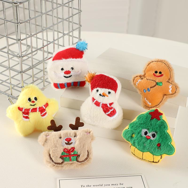 Cute Christmas Plush Cartoon Brooch - Versatile Decorative Pin for Girls