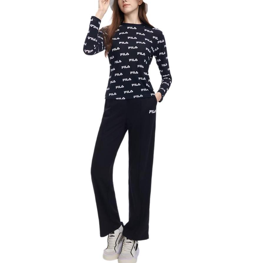 FILA All Over Print Pullover Long Sleeve T-Shirt Women tops Blue F11W329201FNV